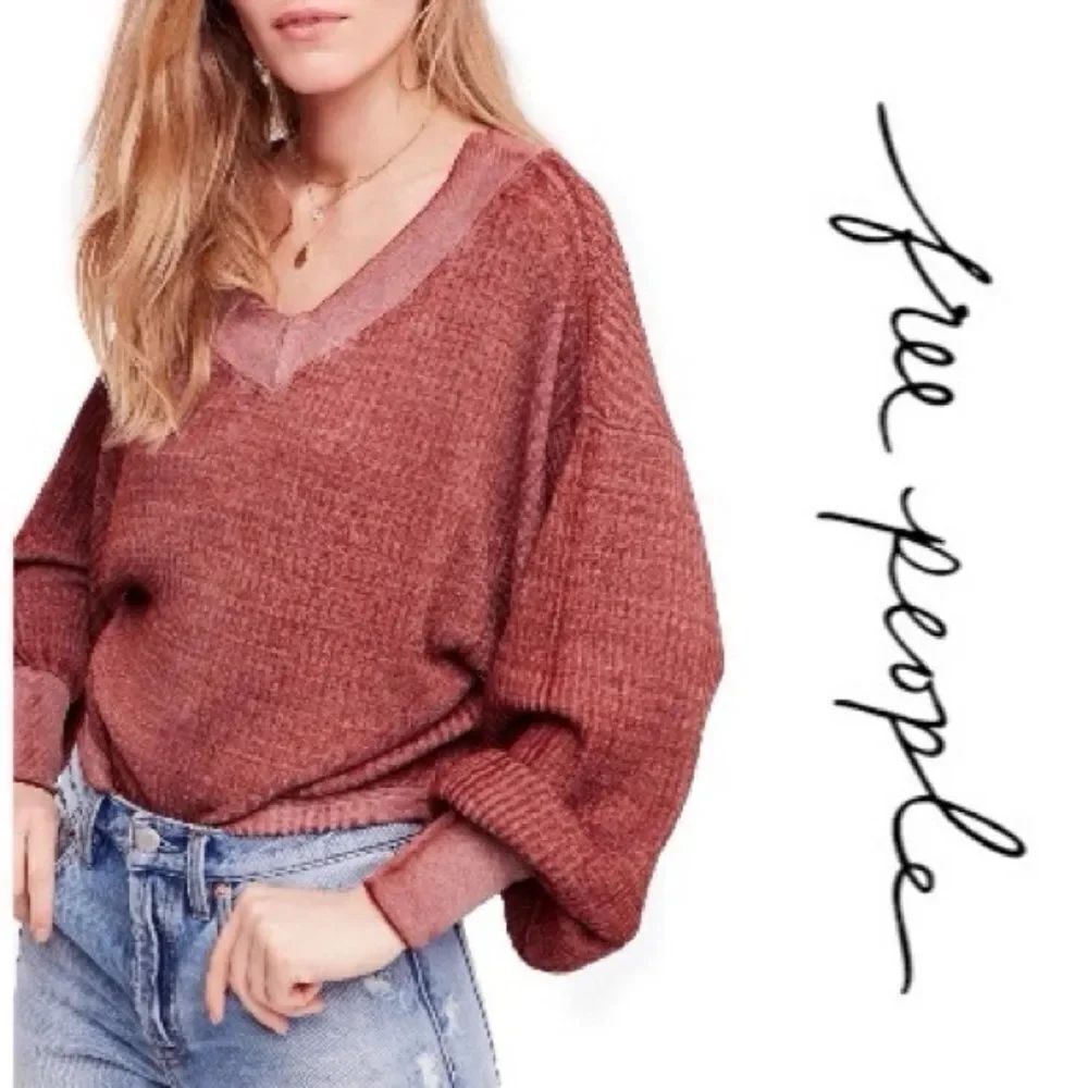 Free People South Side Thermal Top size Medium in Cinnamon Rust